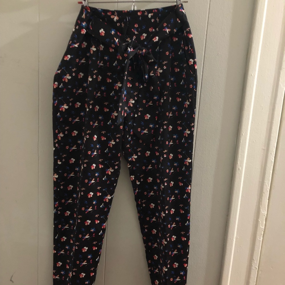 Floral print silk pants